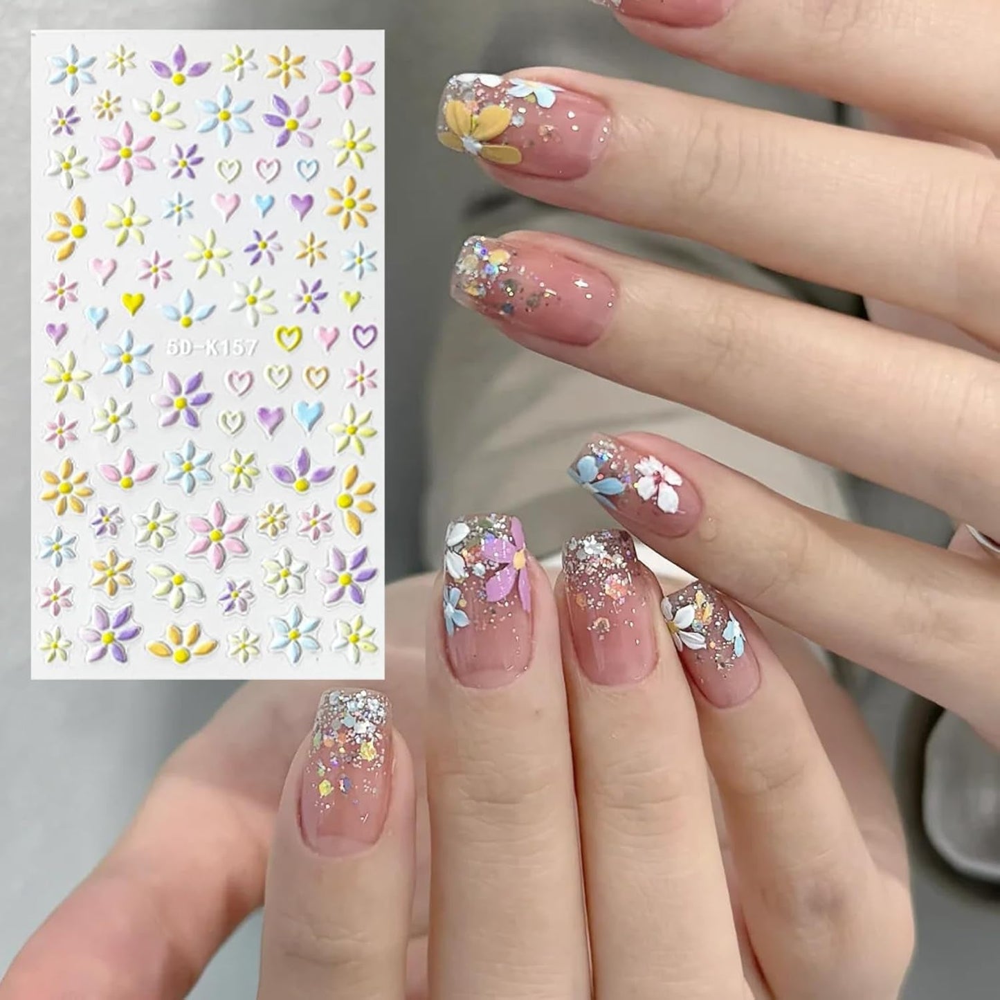 Juego de pegatinas para uñas, diseño de uñas, 4 pegatinas suaves para decoración de uñas, perfectas para uñas de gel 3D y tiras de gel UV