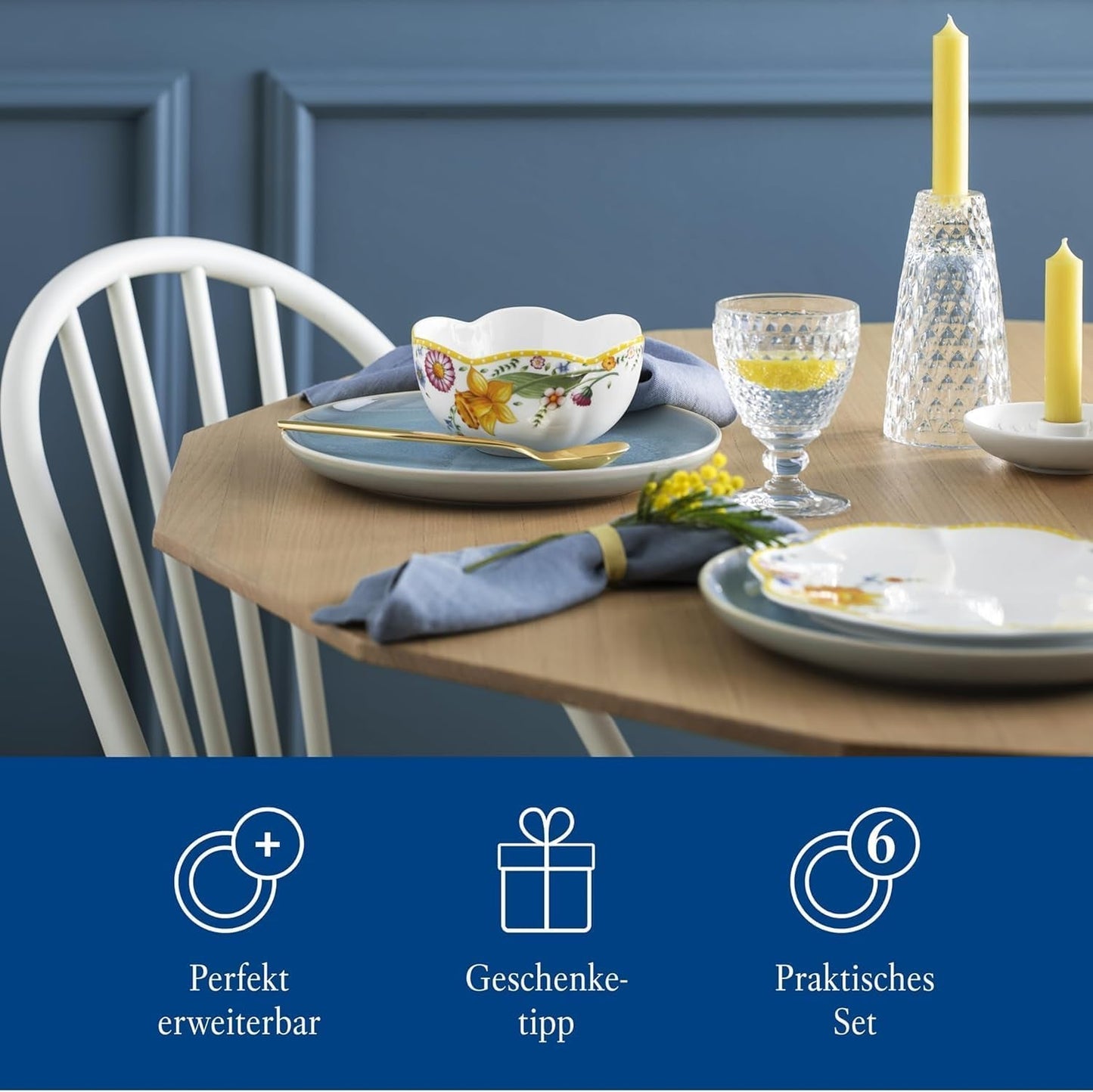 Villeroy & Boch - Set de desayuno Spring Awakening para 2, 6 piezas, Vajilla de Pascua, Desayuno, Pascua, Servicio de café, Vajilla de primavera, Porcelana
