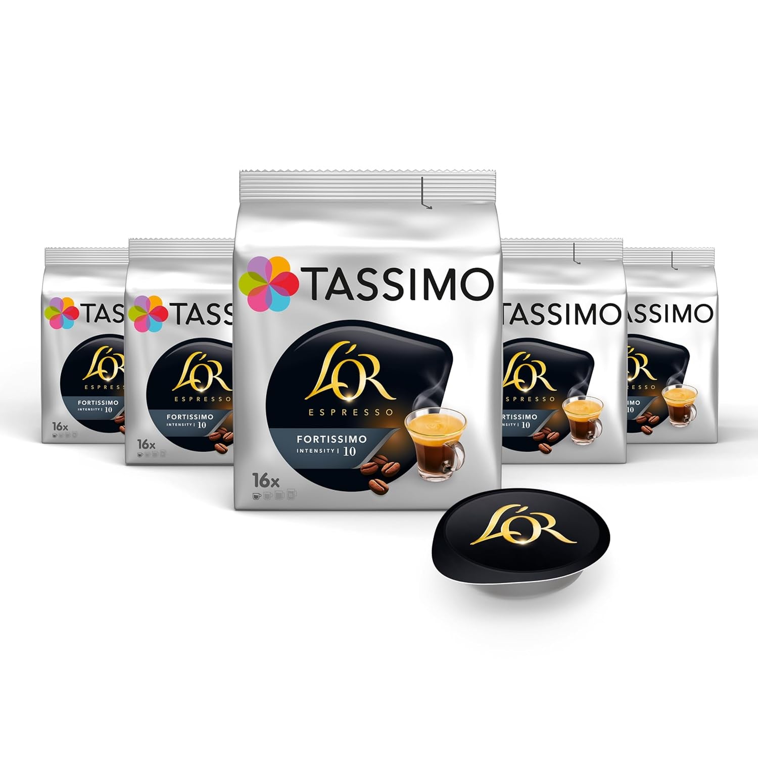Tassimo Kapseln L'OR Espresso Fortissimo, 5 x 16 cápsulas, 80 cápsulas de café