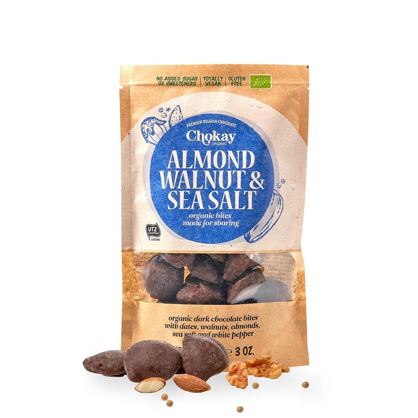 Bocaditos Orgánicos - Almendras con Canela y Almendras con Chocolate Belga Oscuro / Sin Azúcar Añadido, Sin Edulcorantes / Vegano y de Comercio Justo / 1 x 85g