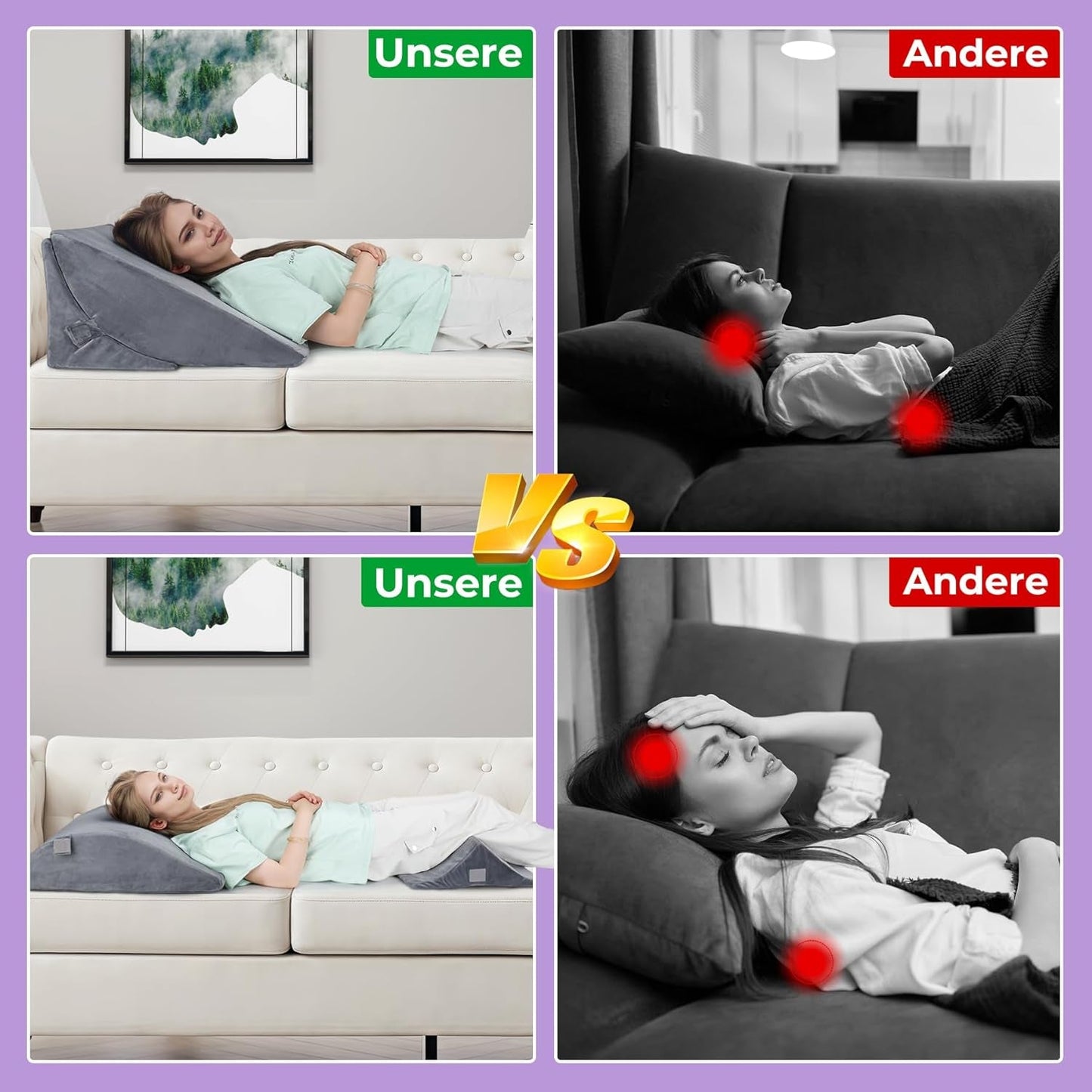 Almohada de plumas ajustable de espuma de alta densidad, almohada ergonómica para la espalda para cama y sofá, almohada de lectura antirreflujo para dormir, jugar, mirar televisión (pesada)