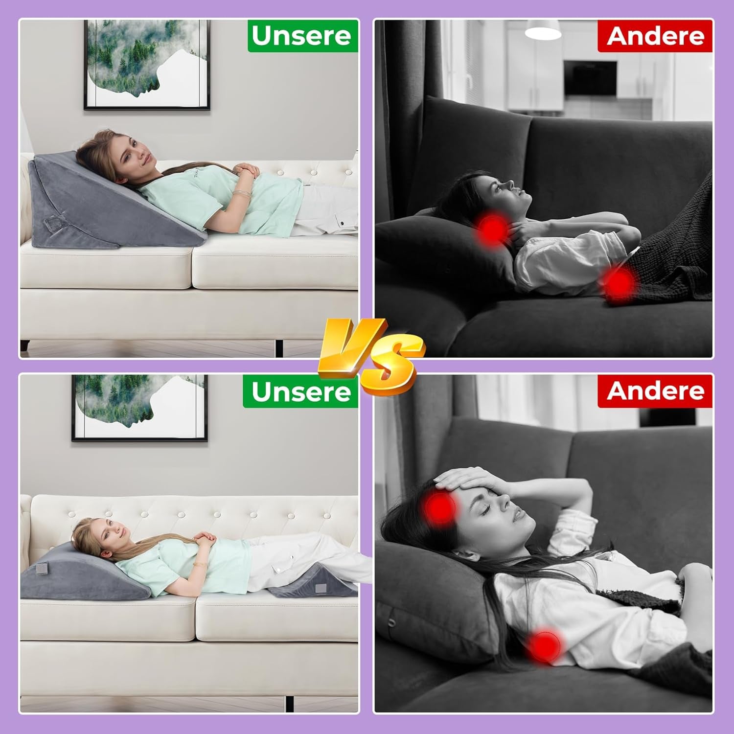 Almohada de plumas ajustable de espuma de alta densidad, almohada ergonómica para la espalda para cama y sofá, almohada de lectura antirreflujo para dormir, jugar, mirar televisión (pesada)