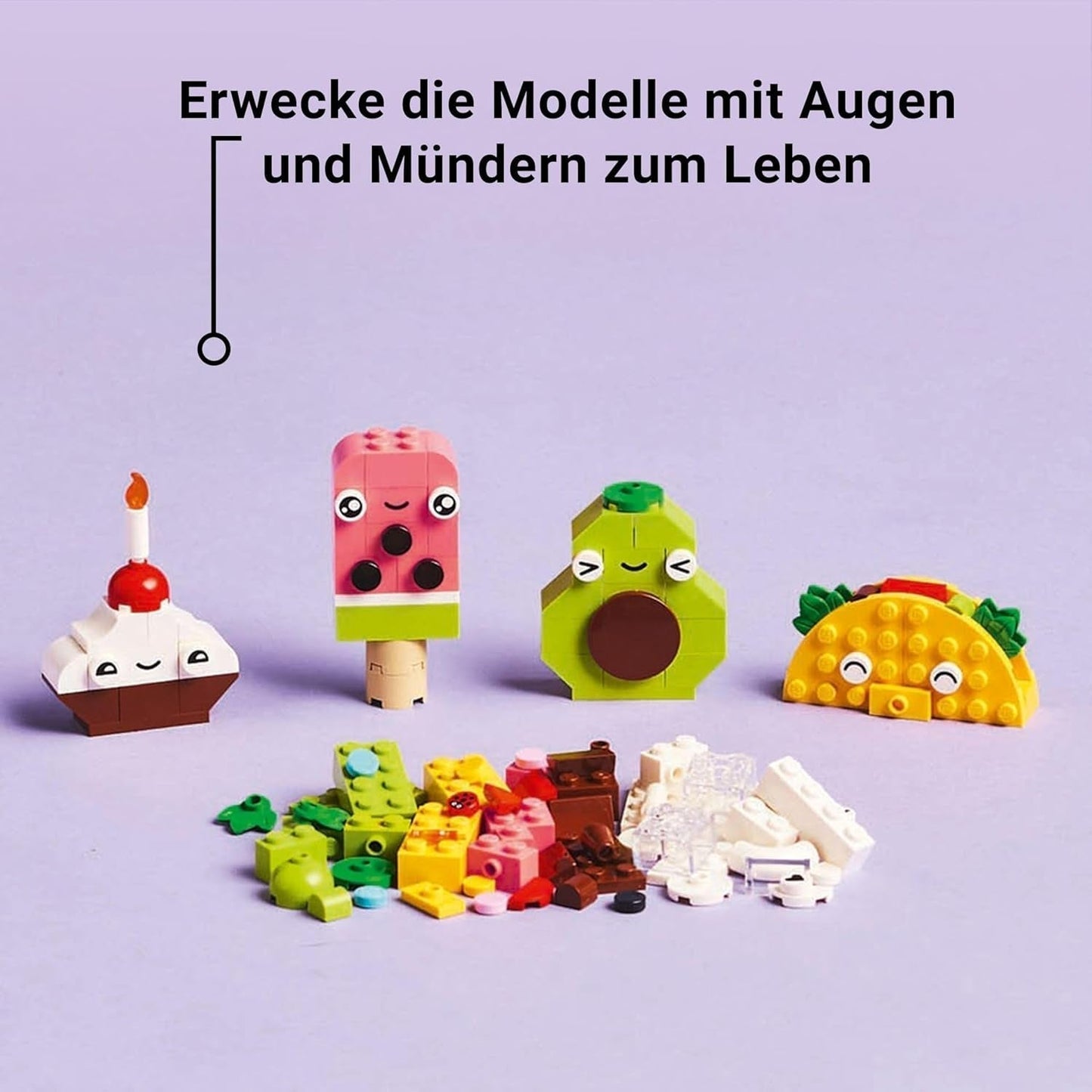 LEGO Classic Diversión Creativa para Construir Bocadillos, Juguete de Comida para Juegos de Roles Imaginativos, Set de Construcción para Niños y Niñas de 4 Años, Cupcake, Aguacate, Paleta y Taco 11039 Juegos de Construcción Besuche den LEGO-Store