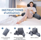 INFANTIA almohada de lectura ergonómica con reposabrazos y respaldo, grande, gris