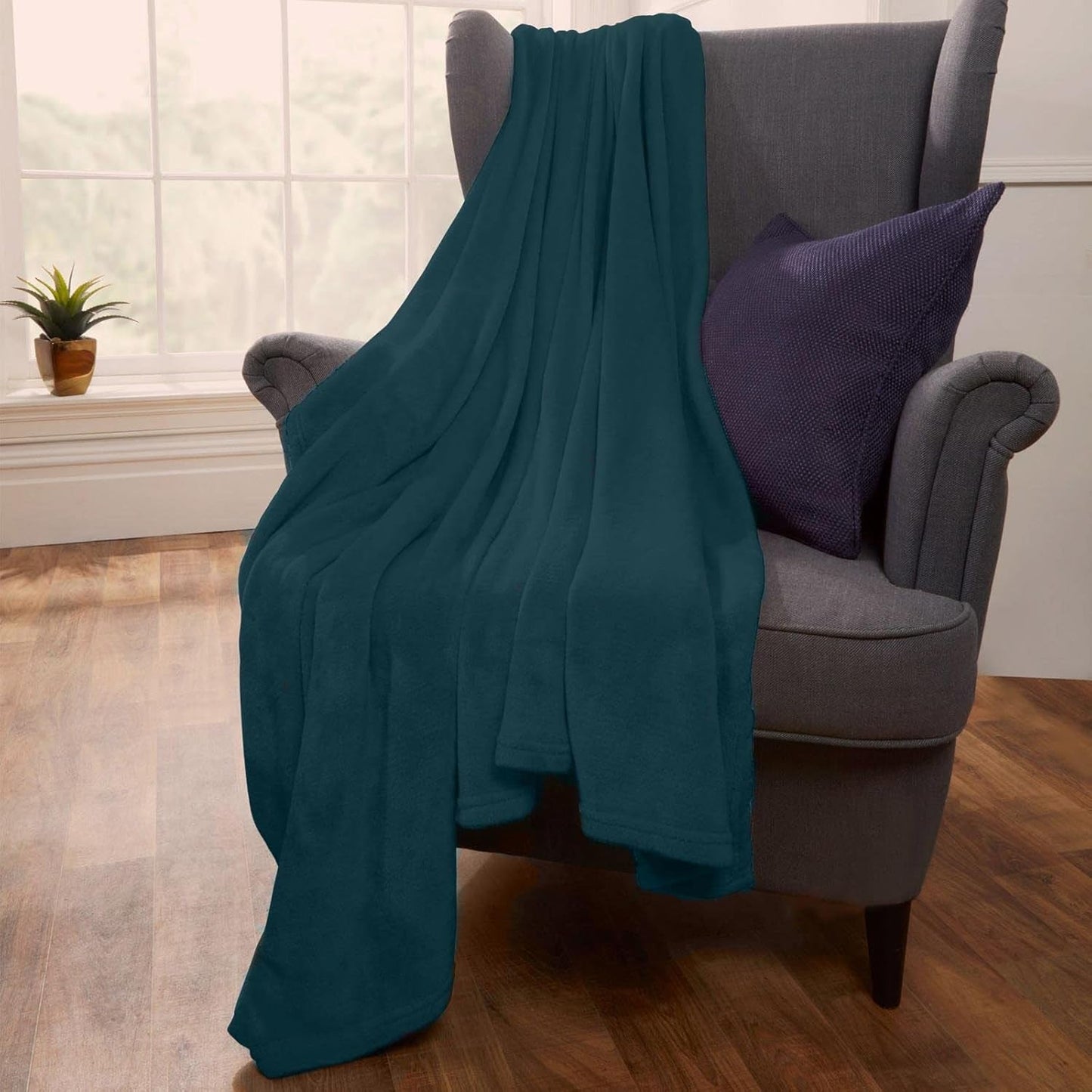 Brentford's Colcha de forro polar ultra suave, gris plateado, doble grande - 150 x 200 cm Camas y mantas Beuche den Brentfords-Store Verde azul 120 x 150 cm