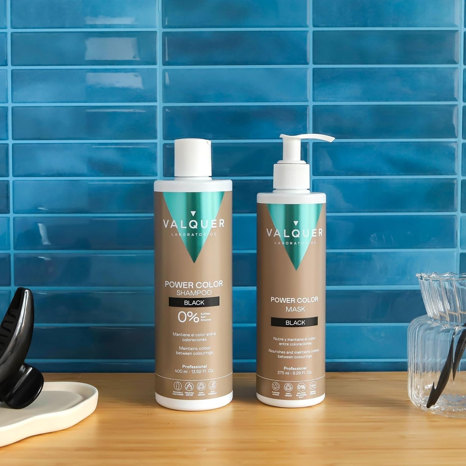 Valquer Power Color Mask formulación vegana y sin siliconas Da color al cabello 290 ml negro Mascarilla capilar Naty Shop