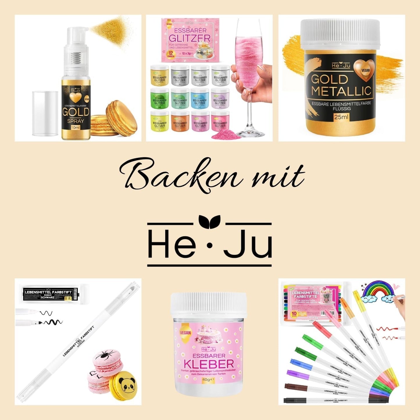 He-Ju Colorante alimentario líquido dorado metálico 25 ml, purpurina comestible para bebidas y alimentos (oro metálico, 25 ml)