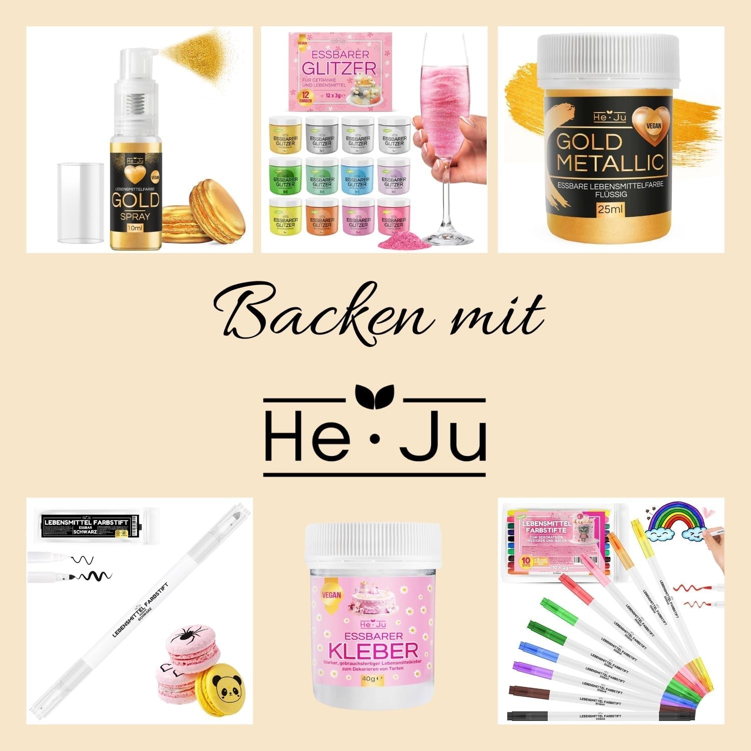 He-Ju Colorante alimentario líquido dorado metálico 25 ml, purpurina comestible para bebidas y alimentos (oro metálico, 25 ml)