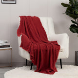 CREVENT Manta de Punto Óxido para Sofá Sofá Silla Cama Decoración del Hogar Suave Cálida Acogedora Ligera Primavera Verano Otoño (127,8 X 152,4 cm Caramelo/Marrón/Naranja Quemado) CREVENT Camas y Mantas Rojo
