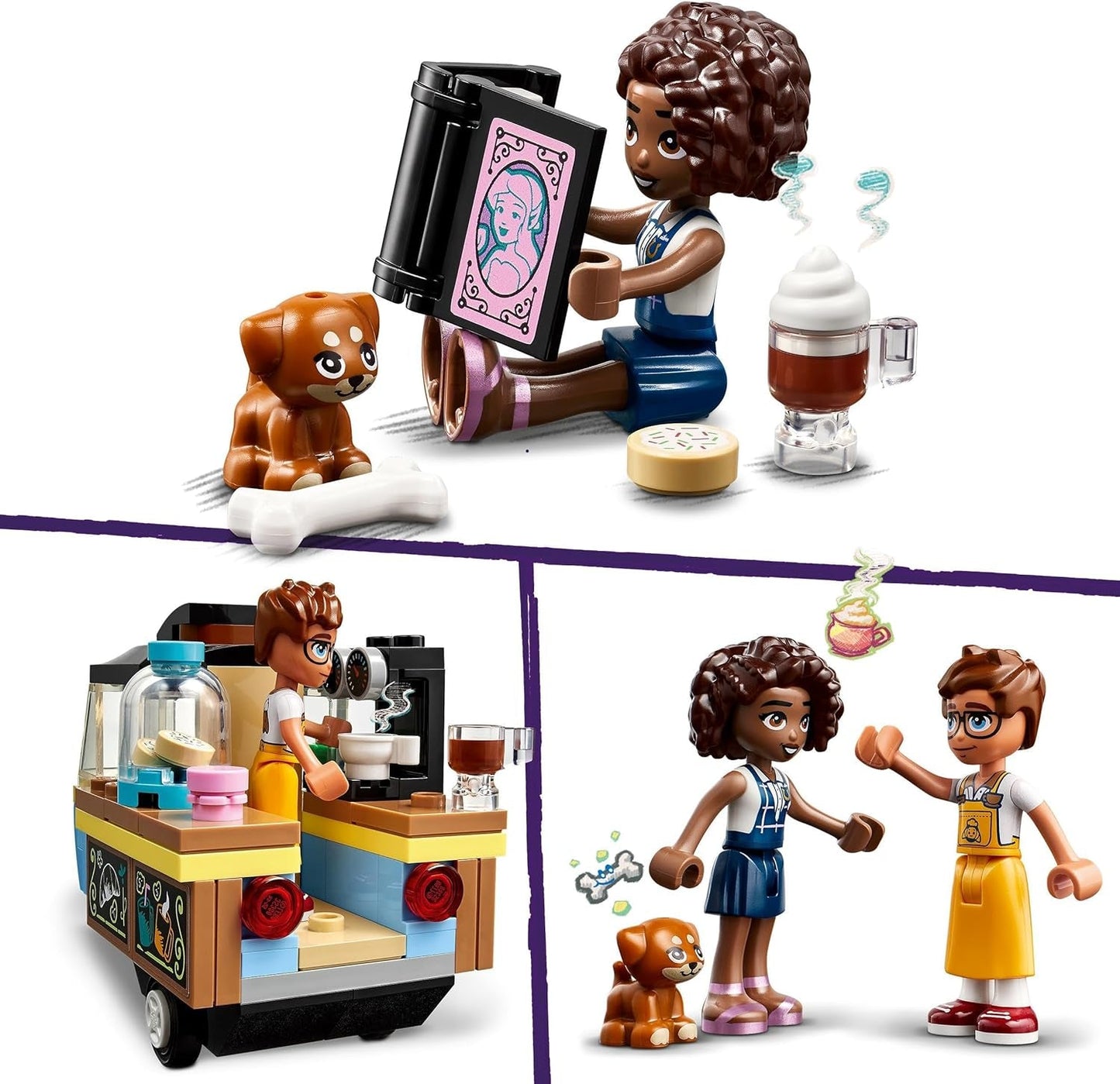 LEGO Friends Rolling Café Juguete pequeño para hornear para niños, regalo para niñas y niños a partir de 6 años, juguete educativo con la perra Aliya, Jules y Aira 42606 Juegos de construcción Beuche den LEGO-Store