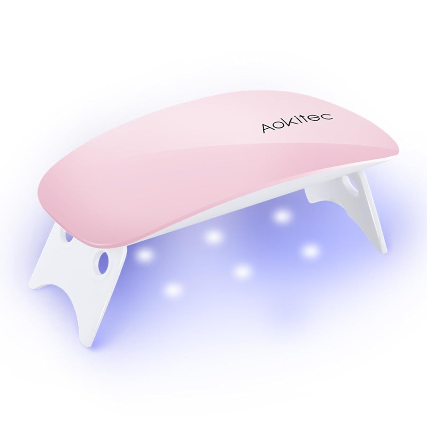 Aokitec Mini lámpara UV LED, lámpara de uñas de gel UV, secador de uñas portátil para todo tipo de esmalte de uñas de gel, herramienta de curado en forma de ratón, compacto, ligero con cable USB (blanco)