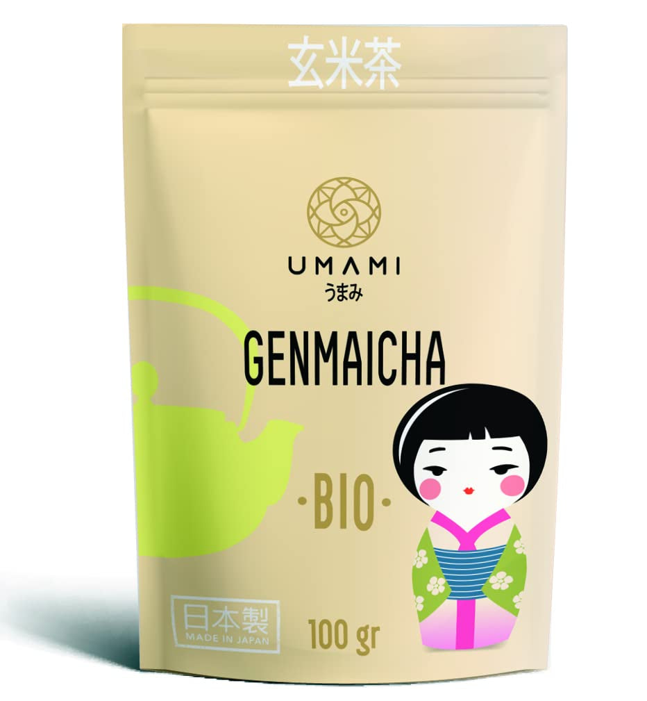 Té verde Umami Bio Genmaicha de culturas japonesas, 100g - Hojas de té con arroz frito -