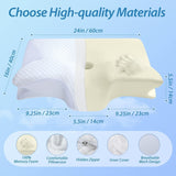 HOMCA Almohada Cervical Almohada Ortopédica Almohada Viscoelástica 2 en 1 Almohada de Soporte para el Cuello Almohada Ergonómica para la Cabeza para Dolores de Espalda, Laterales y Abdominales 60 X 13/11 X 40 cm Naty Shop Almohadas Ortopédicas Cervicales