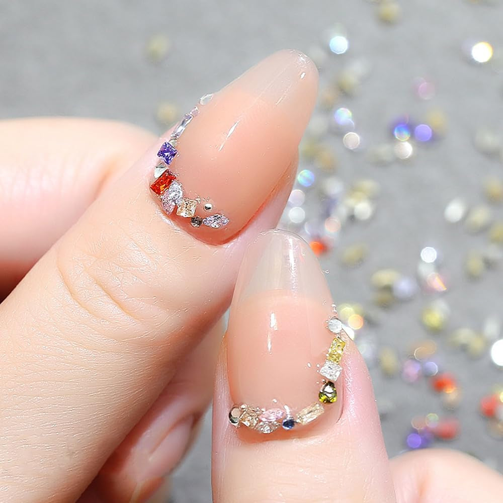 2000 piezas Bunte Strasssteine ​​​​Nägel Glitzersteine ​​​​Accesorios para uñas Nailart Edelsteine ​​​​Nagel Steine ​​​​Glitzer Steine ​​​​Nagel Charms Nägel Zubehör Kristalle Diamant Nageldesign Strass Nail Art Rhinestones Gemas para uñas