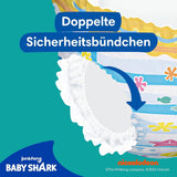 Pampers Tamaño 5-6 Splashers Baby Shark Edición limitada, paquete de 10 pañales desechables para nadar para una protección segura del agua