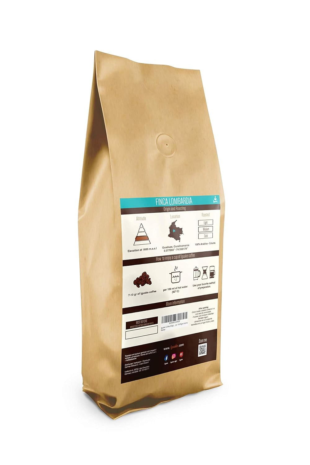 Café Iguaque 1000gr | Premium Kaffee ganze Bohnen 100% Arábica de Colombia | Familienbetrieb - Single Origin Kaffeebohnen - Nachhaltige eigene Plantage im Hochland - Kräftiges Aroma