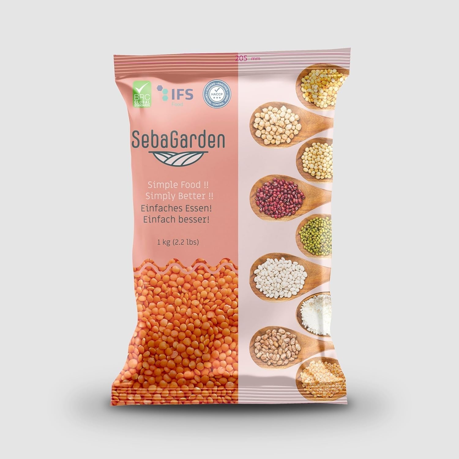 Seba Garden Lentejas Rojas 1kg - Lentejas Enteras Premium de Canadá - Massor Dal, Sin OGM, Alta en Proteínas, Alta en Fibra - Totalmente Natural, Vegana, Sin Gluten, Ideal para Sopas y Curry