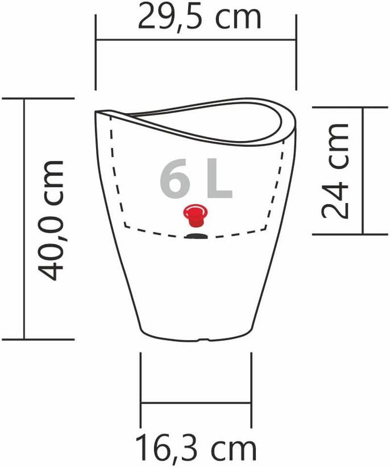 Scheurich Wave Globe High, recipiente alto de plástico, granito negro, diámetro 29,8 cm, altura 40 cm, volumen 6 l.