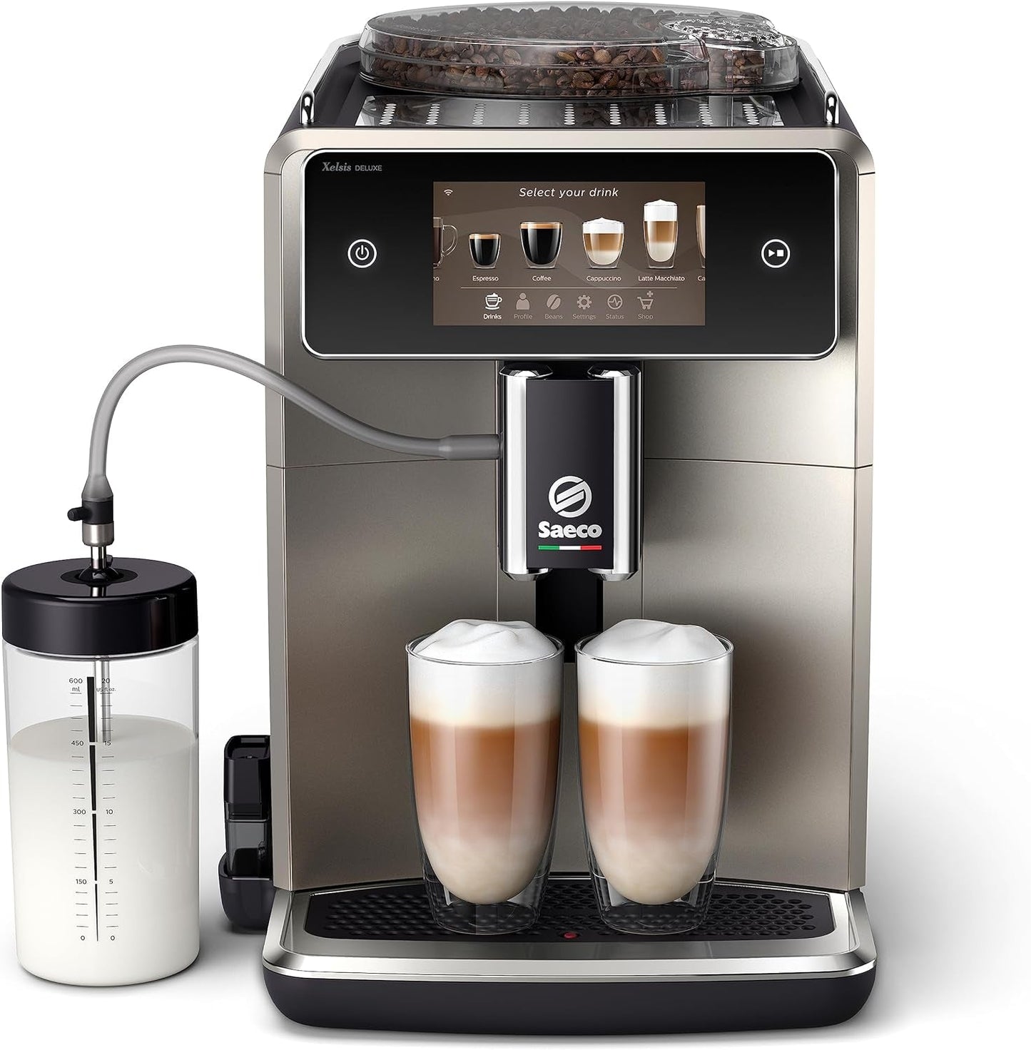 Saeco GranAroma Cafetera espresso automática - 14 especialidades de café, pantalla a color intuitiva, 4 perfiles de usuario, molinillo de cerámica, 1500 W (SM6580/10)