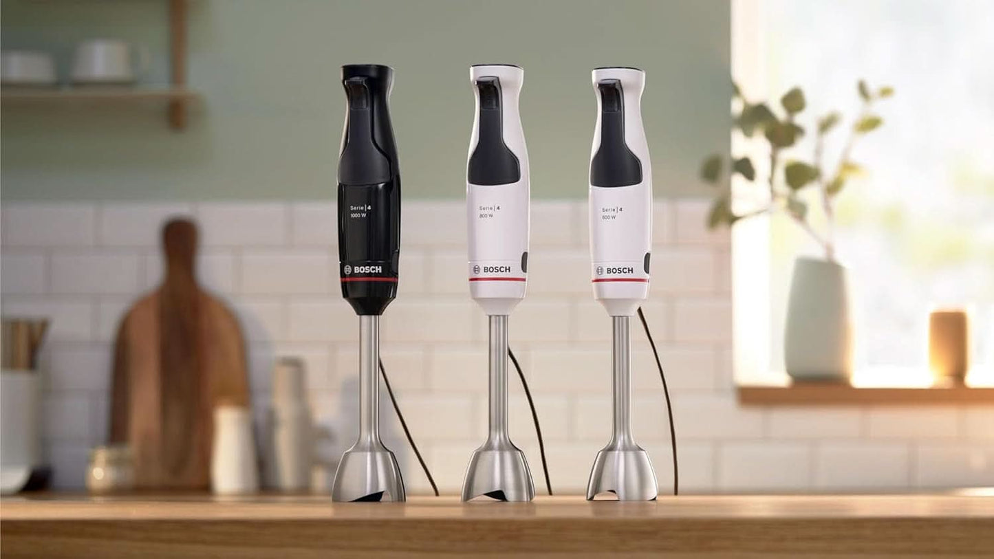 Bosch Stabmixer Ergomaster Serie 4, 1000 Watt, Edelstahl-Mixstab, Zerkleinerer, Mix-/Messbecher, Schwarz Kitchen Naty Shop