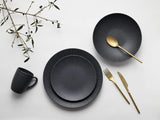 CreaTable, 20537, Vesuvio Black Series, Vajilla de 16 piezas, Servicio combinado de porcelana, Apto para lavavajillas y microondas, Hecho en Portugal