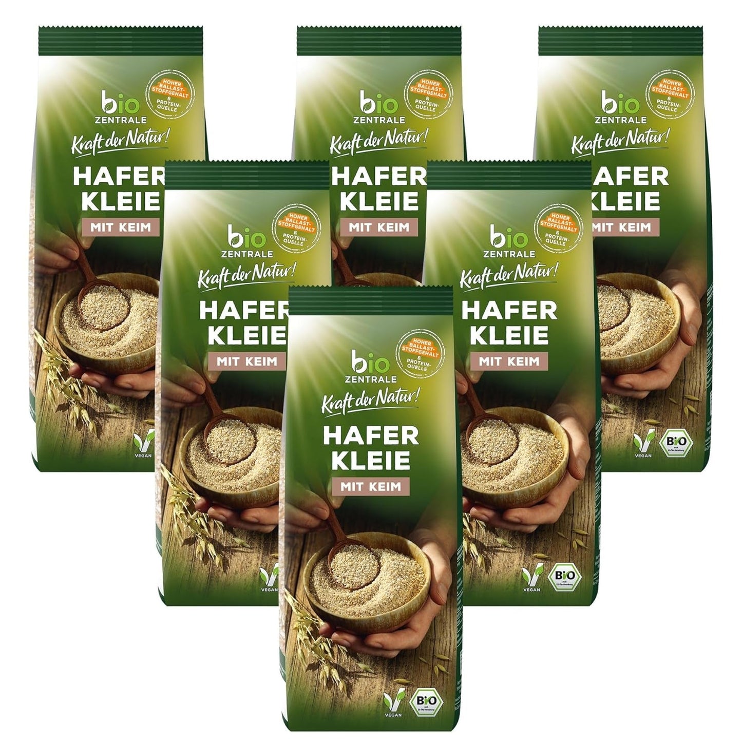 Salvado de avena ecológico Biocentral 1 kg | Paquete ventajoso | Fuente de proteína alta en fibra | Naturalmente vegano | De la agricultura de la UE | Bajo contenido de azúcar
