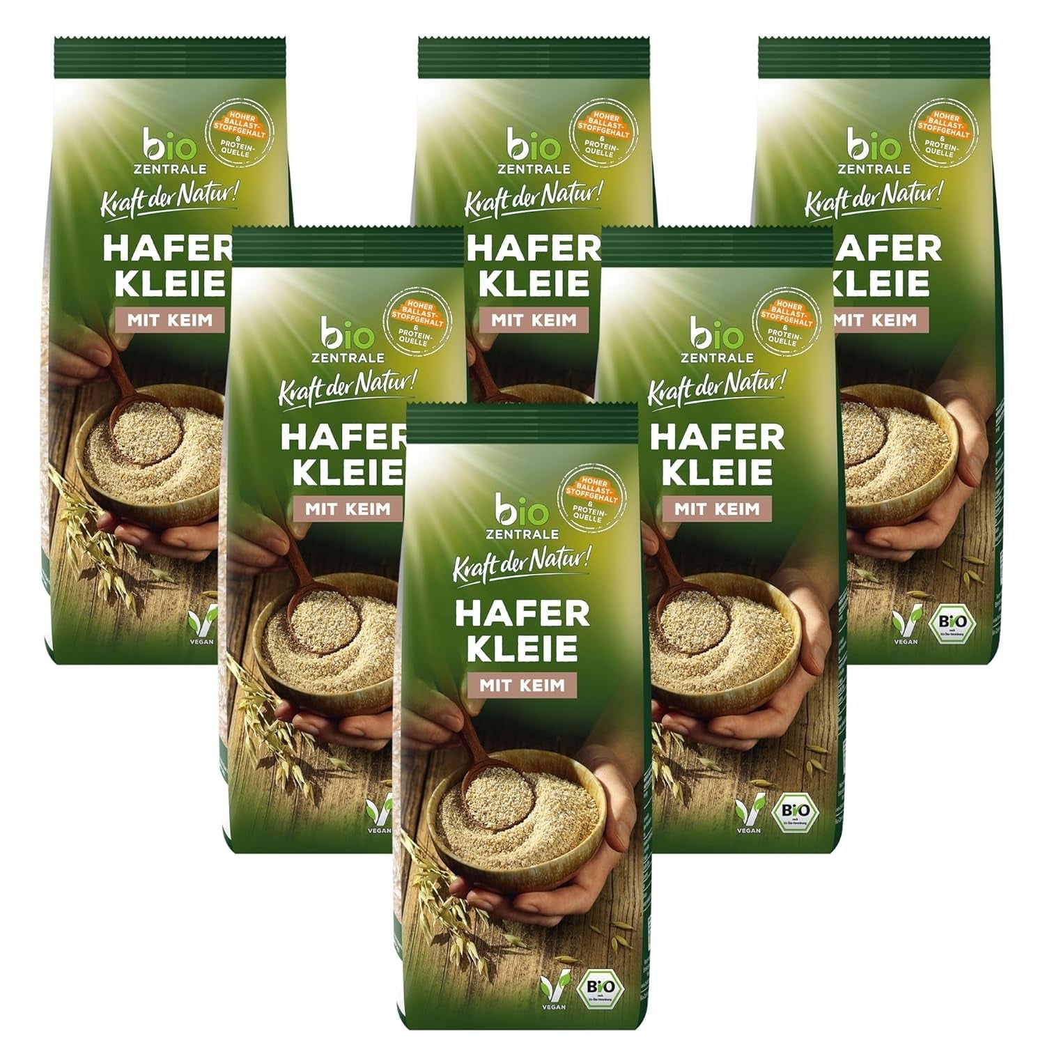 Salvado de avena ecológico Biocentral 1 kg | Paquete ventajoso | Fuente de proteína alta en fibra | Naturalmente vegano | De la agricultura de la UE | Bajo contenido de azúcar