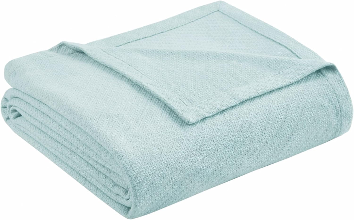 Madison Park Manta de algodón líquido de lujo de alta calidad, suave y cómoda, 100% algodón hilado en anillo para cama, sofá, sofá, color rubor, Full/Queen Naty Shop Quilts & Quilts Azul claro King Size