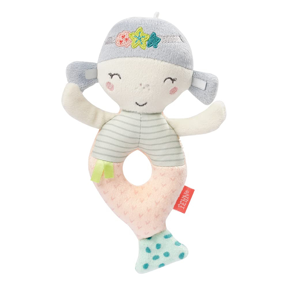 Fehn Baby Grip Ring Oveja de juguete fehnNATUR - Peluche con algodón orgánico - Juguete para bebé con cascabel y juguete educativo - Juguete de agarre para bebés y niños pequeños a partir de 0 meses Baby Toys Naty Shop Sirena