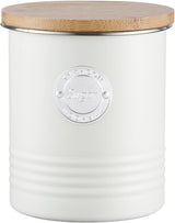 Colección LIVING, azucarero con tapa | pastel crema | caja de almacenamiento 1 L cocina para azúcar | azucarero de acero con tapa | Botes herméticos de bambú con tapa Cajas de almacenamiento de alimentos Naty Shop Sugar