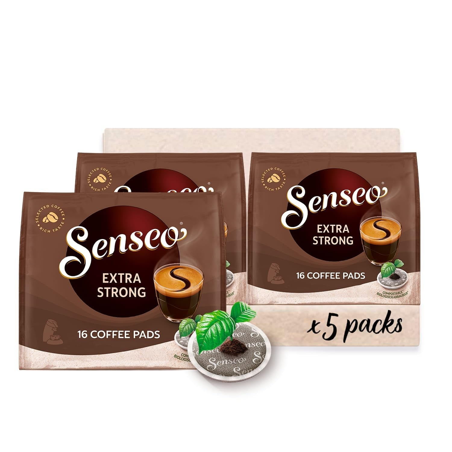 Senseo Pads extra fuertes, 5 x 16 Getränke, 80 Kaffeepads
