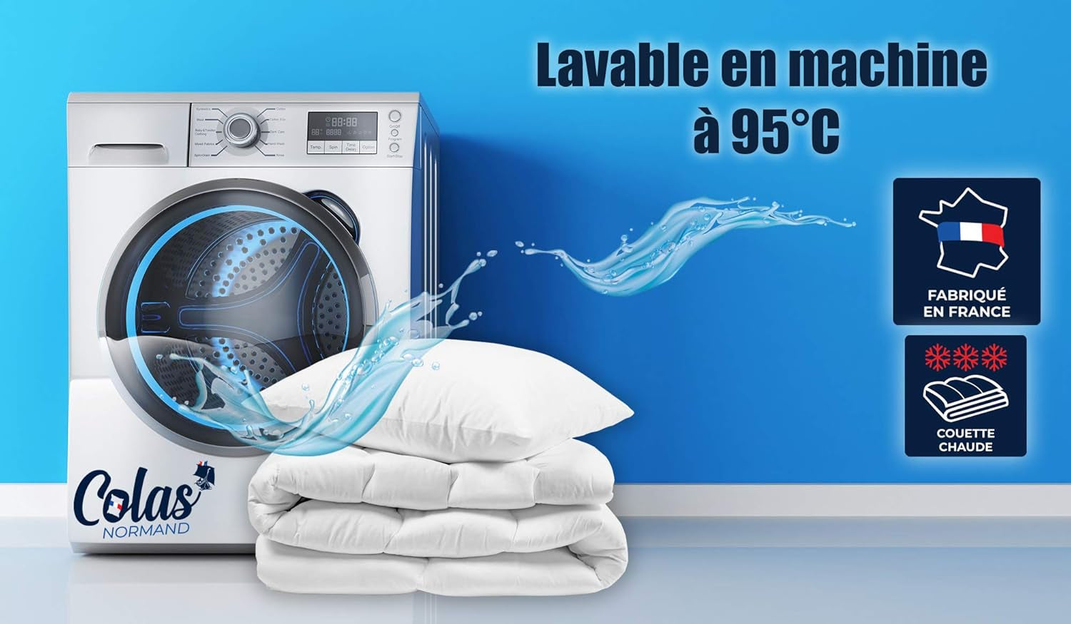 COLAS NORMAND Edredón cálido, lavable a 95°C, 240 X 220 Cm, duradero, microfibra, suave, sedoso y confortable, hecho en Francia, blanco Edredones y edredones Naty Shop