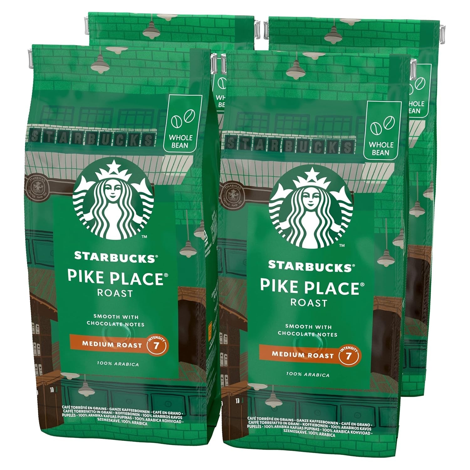 STARBUCKS Pike Place Roast, Mittlere Röstung, Ganze Kaffeebohnen 450g (paquete de 4)