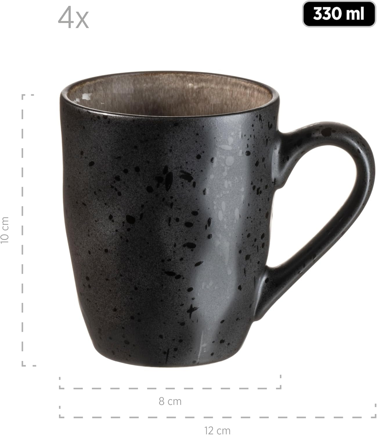MÄSER 934073 Niara Organic Series Vajilla moderna para 4 personas con un atractivo aspecto vintage, servicio combinado de 16 piezas con una combinación especial de esmalte negro y marrón, gres
