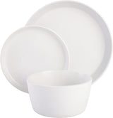 Vajilla Sofia Coupe, servicio para 4 personas (12 piezas), blanca con lunares