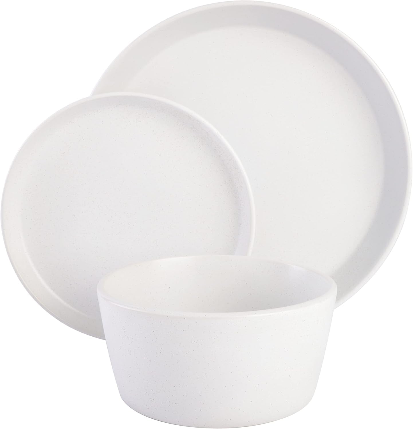 Vajilla Sofia Coupe, servicio para 4 personas (12 piezas), blanca con lunares