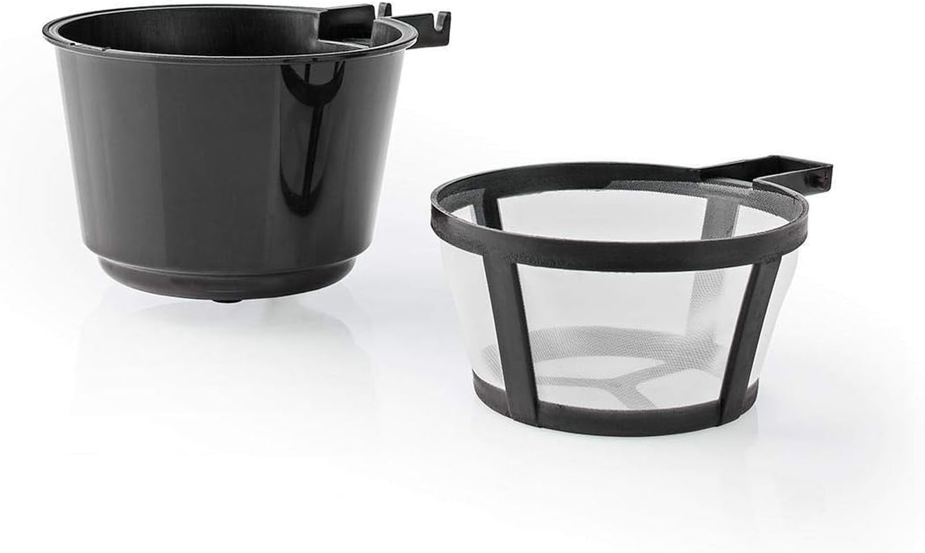 NEDIS Espressor - Café filtrado - 0,4 l - 1 taza - Temporizador - Negro / Plata