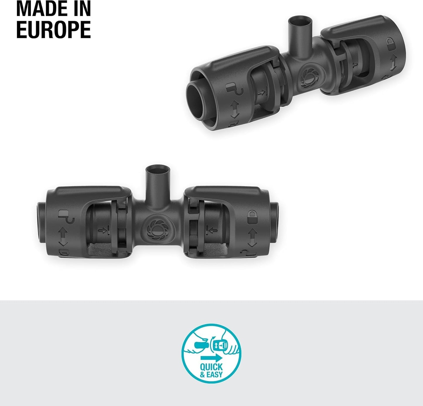 Pieza en T Gardena Micro-Drip-System para boquillas pulverizadoras: Conexión entre tubos de 13 mm y una boquilla pulverizadora, riego automático de plantas, tecnología de conexión rápida y sencilla, reutilizable (13206-20)