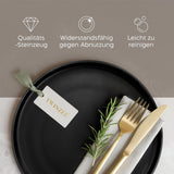 Juego de platos de gres para 6 - Negro mate Juego de 6 piezas Platos grandes aptos para microondas Diseño elegante - Colección Twinzee Ebony