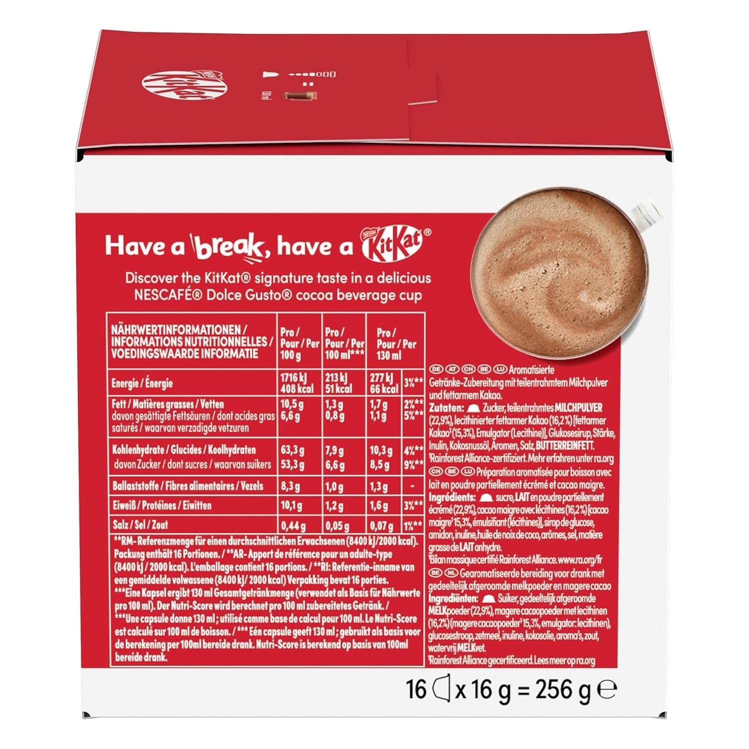 NESCAFÉ DOLCE GUSTO Kitkat Kaffeekapseln Paquete de 3 (3 x 16 Kapseln)