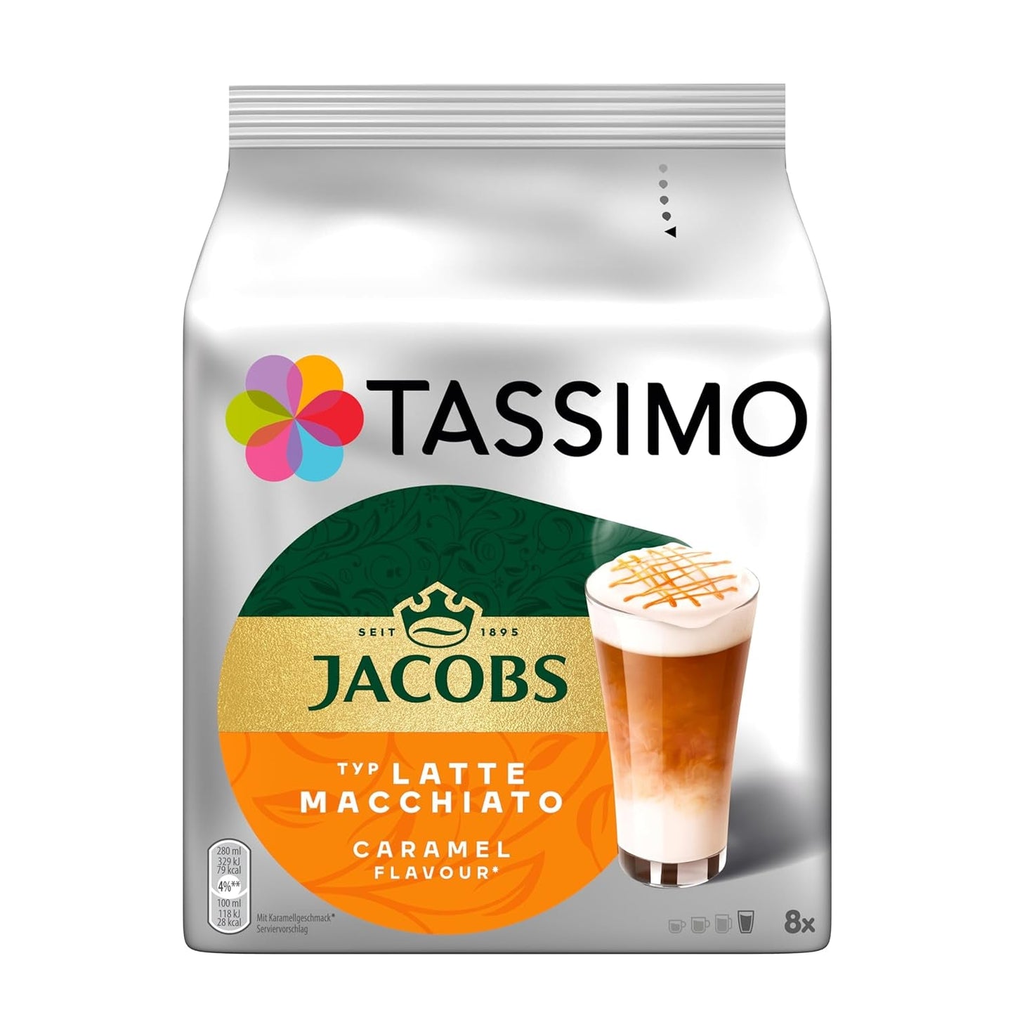 Tassimo Kapseln Jacobs Typ Latte Macchiato Caramel, 5 x 8 cápsulas, 40 cápsulas de café