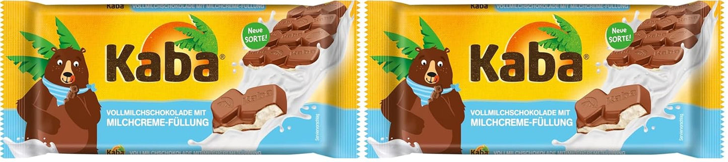 Barra de chocolate rellena de chocolate con leche entera y crema de leche Kaba 90 g Barra de chocolate para fundir con crema de leche ligera y sabor original de Kaba (paquete de 2)