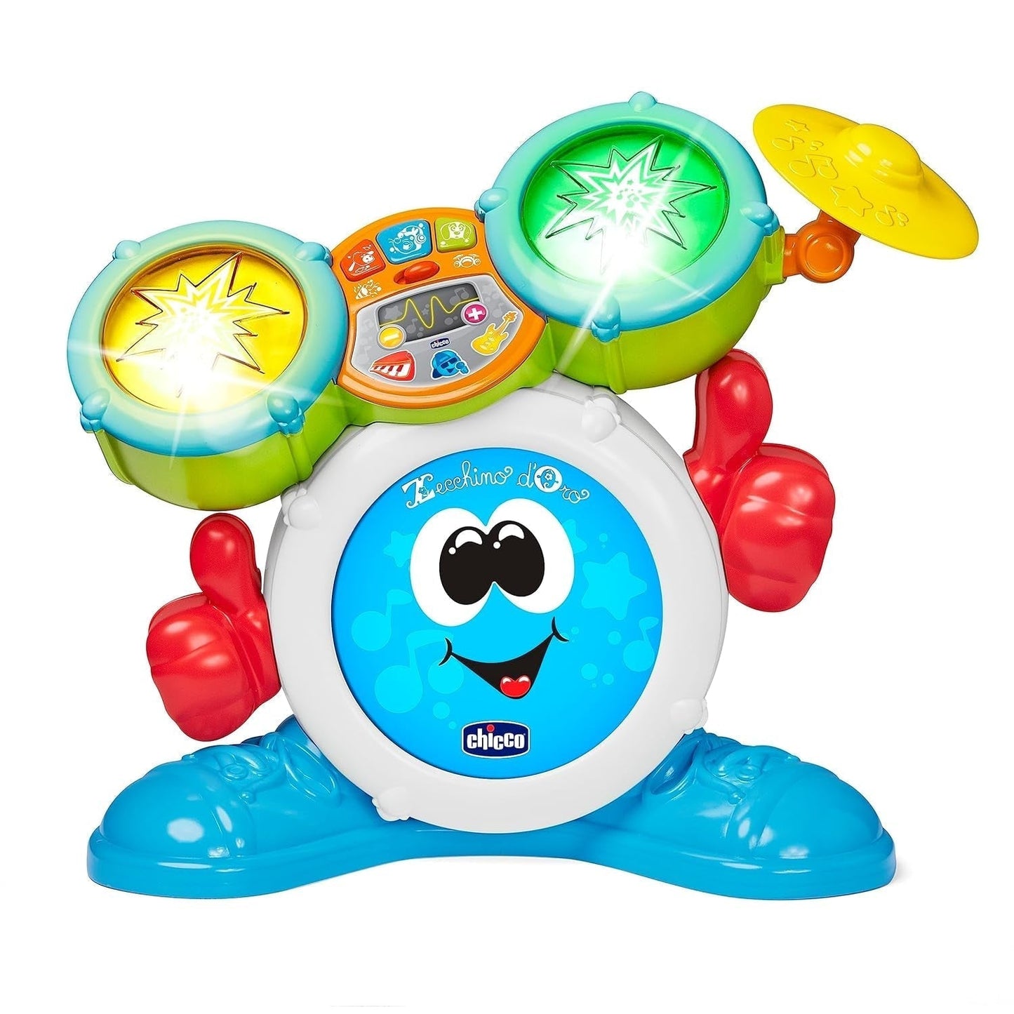 Chicco 00009820100000 Mi First batería con luces y sonidos, 3 modos de juego instrumento musical con batería para niños, multicolor, Grande Jucarii Bebe Naty Shop Multicolor