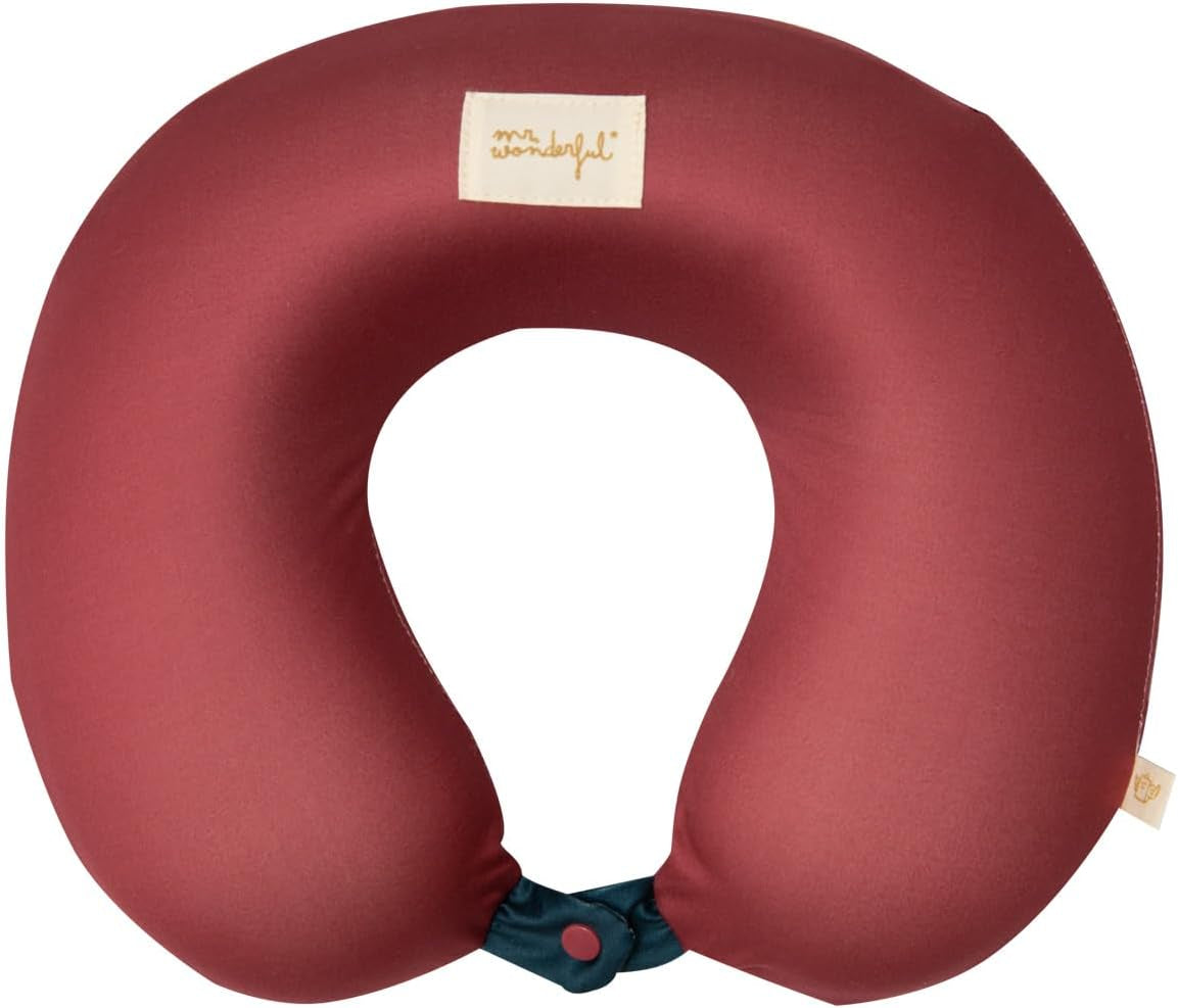 Mr. Wonderful - Almohada de Viaje - Granate - Almohada de Viaje para el Cuello - Fabricada en Poliéster Almohadas de Viaje Naty Shop