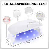 Aokitec Mini lámpara UV LED, lámpara de uñas de gel UV, secador de uñas portátil para todo tipo de esmalte de uñas de gel, herramienta de curado en forma de ratón, compacto, ligero con cable USB (blanco)