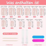Kiiwah 48 piezas de uñas cuadradas cortas, uñas artificiales rosas, pegamento en puntas de uñas cortas, puntas de uñas postizas