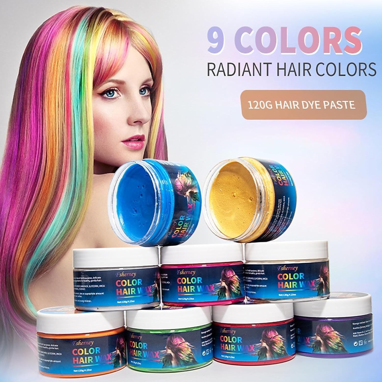 Tinte temporal para el cabello verde - Cera para teñir el cabello, tono de cabello para hombres y mujeres, pomada para el cabello natural, cera para teñir el cabello con clip de color para color de cabello de fiesta loca (4.23 oz, verde) Naty Shop Hair Dye