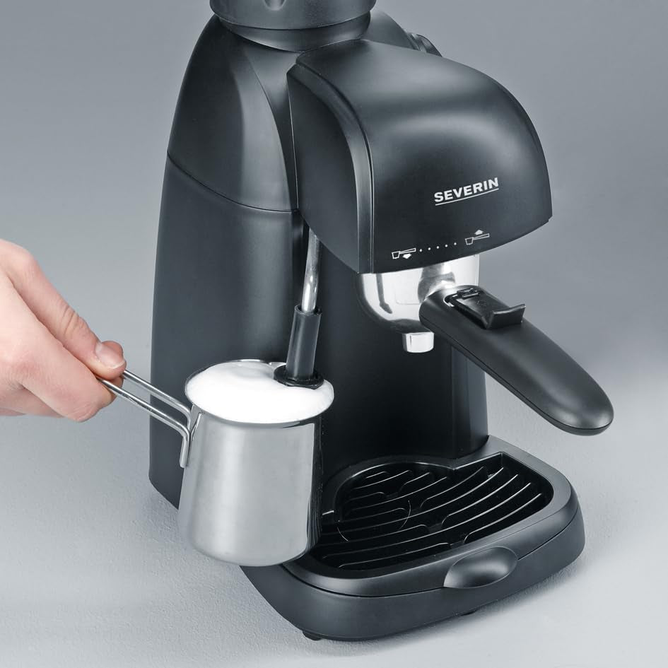 SEVERIN KA 5978 Cafetera espresso (incluye tazón para servir y cuchara dosificadora, hasta 4 tazas) negra, Estándar