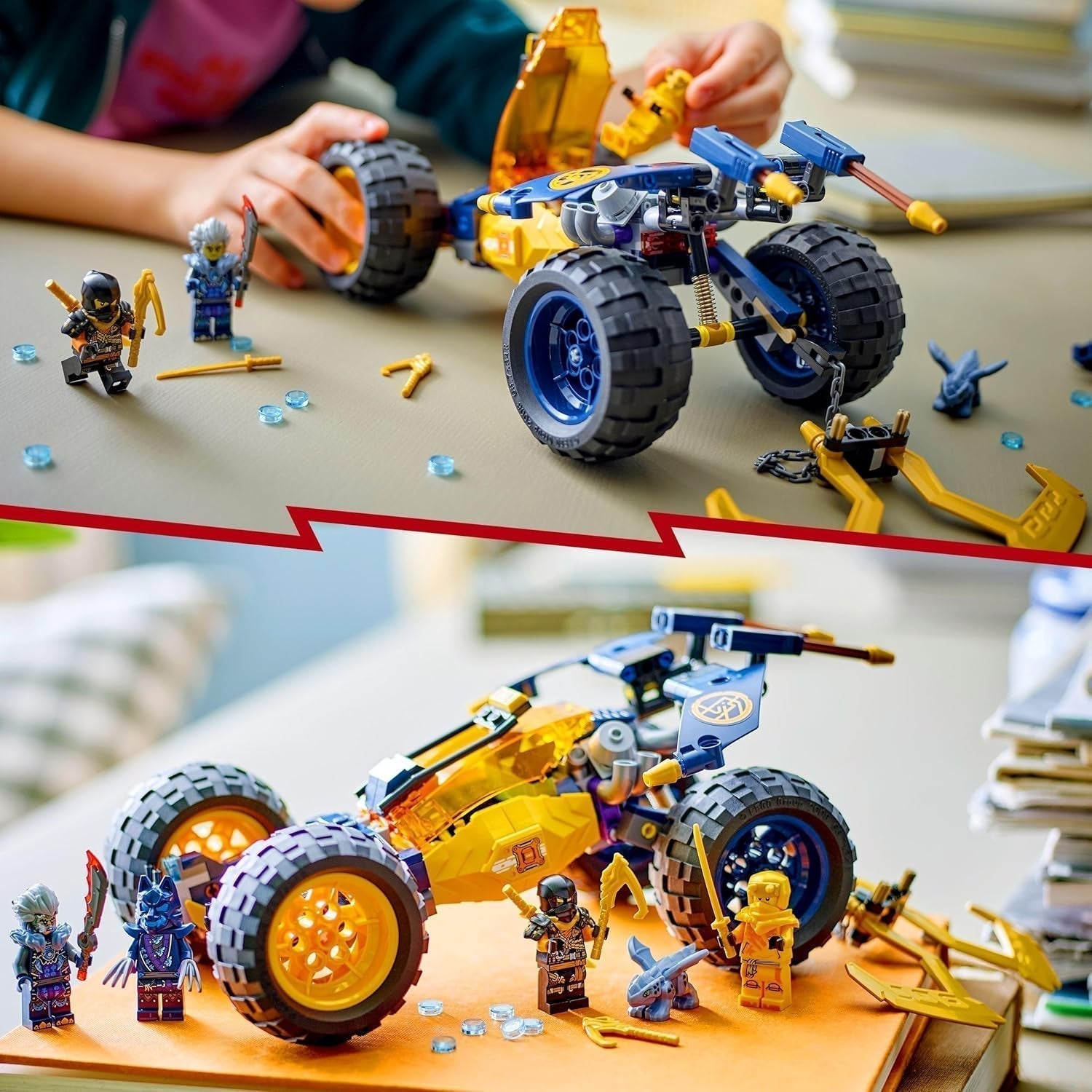 LEGO NINJAGO Buggy todoterreno ninja de Arin, juguete ninja con coche, dragón y 4 minifiguras, set de aventura modelo Buggy para niños, regalo de cumpleaños para niños y niñas de 7 años 71811 Juegos de construcción Beuche den LEGO-Store