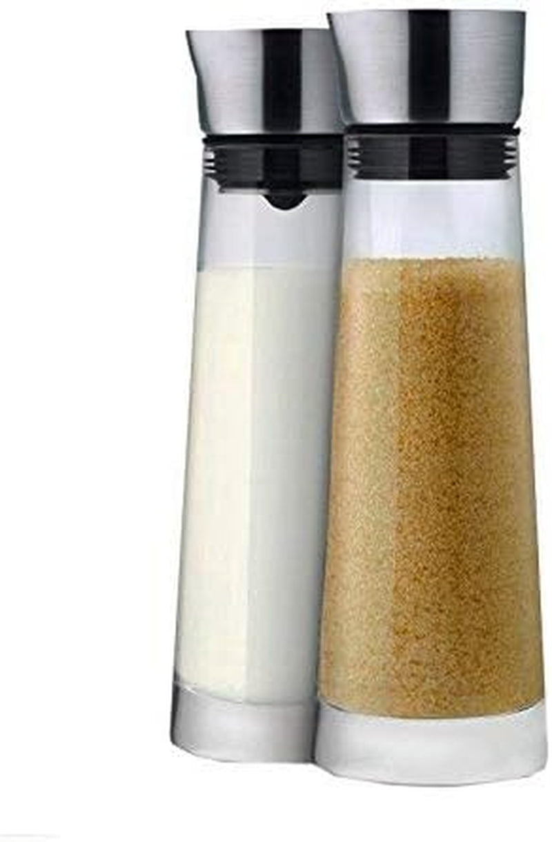 blomus -MACCHIATO- Juego de cristal para azúcar y nata, capacidad 180 ml, tapa de acero inoxidable, para té y café, mano de obra de alta calidad, aspecto exclusivo (Alto/Ancho/Fondo: 17 x 5,4 x 5,4 cm, Transparente, 63510)